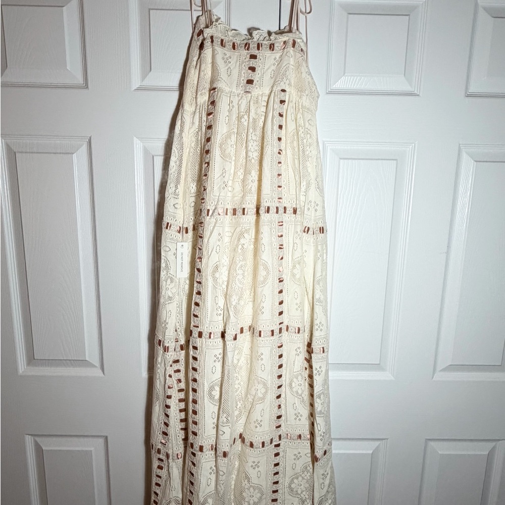 NWT For Love And Lemons Charlotte Cream Pink Maxi Dress - Picture 4 of 7